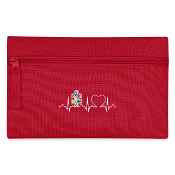 Autism Puzzle Heartbeat - Pencil Case - red - Front