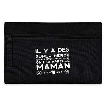 "maman super héros" t-shirt humour mère - Trousse - noir - Devant
