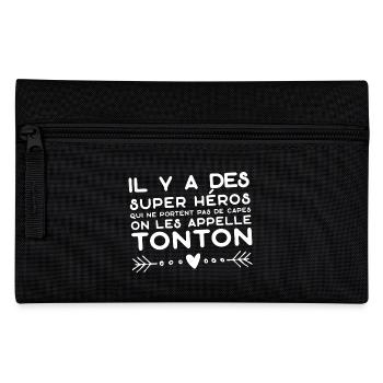 "tonton super héros" t-shirt humour tonton - Trousse - noir - Devant