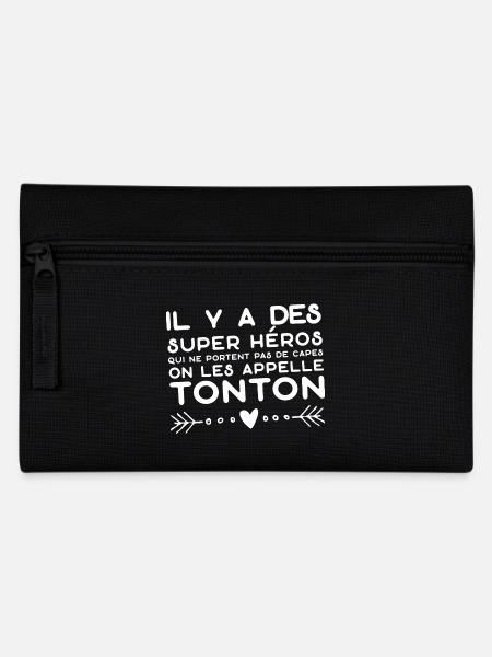 "tonton super héros" t-shirt humour tonton - Trousse - noir