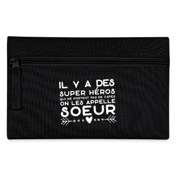 "soeur super héros" t-shirt humour soeur - Trousse - noir - Devant