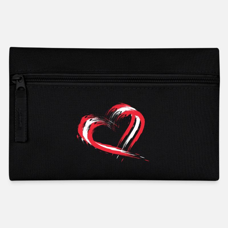 Herz Bürste Flagge Österreichs Farben Vektor - Federtasche - Schwarz