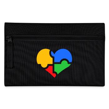 Autismus Autist Liebe Herz Puzzle - Federtasche - Schwarz - Vorne