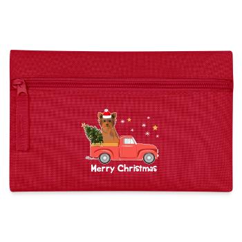Yorkie Christmas Tree Pickup Truck - Pencil Case - red - Front