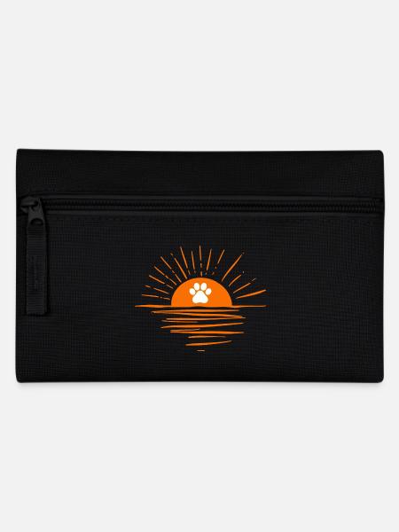 Sonnenuntergang mit Hundepfote - Federtasche - Schwarz