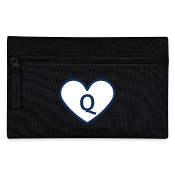 Lettre q cœur sport tendance bleu - idée cadeau - Trousse - noir - Devant