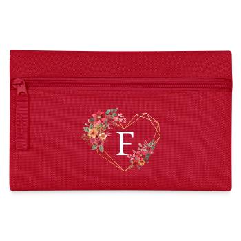 Buchstabe f florales goldenes Herz - Federtasche - Rot - Vorne