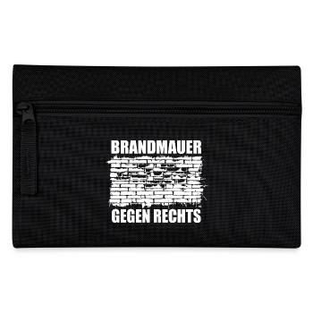 Brandmauer - Gegen Rechts, gegen Hetze - Federtasche - Schwarz - Vorne