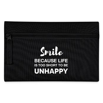 sourire parce que la vie est trop courte pour être malheureux - Trousse - noir - Devant