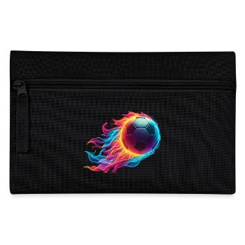 Fiery Football - Soccer Ball Fire - Pencil Case - black - Front
