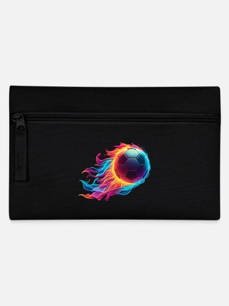 Fiery Football - Soccer Ball Fire - Pencil Case - black
