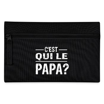 "C'est qui le papa?" t-shirt humour papa père - Trousse - noir - Devant