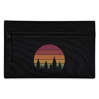 Retro Forest Mountains Hiking Adventure Outdoor - Pencil Case - black - Front
