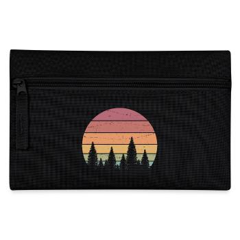 Retro Forest Mountains Hiking Adventure Outdoor - Pencil Case - black - Front
