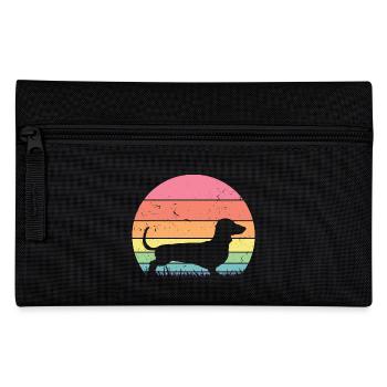 Rétro Teckel Silhouette - Cadeau Amoureux des Chiens - Trousse - noir - Devant