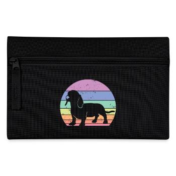 Rétro Teckel Silhouette - Cadeau Amoureux des Chiens - Trousse - noir - Devant
