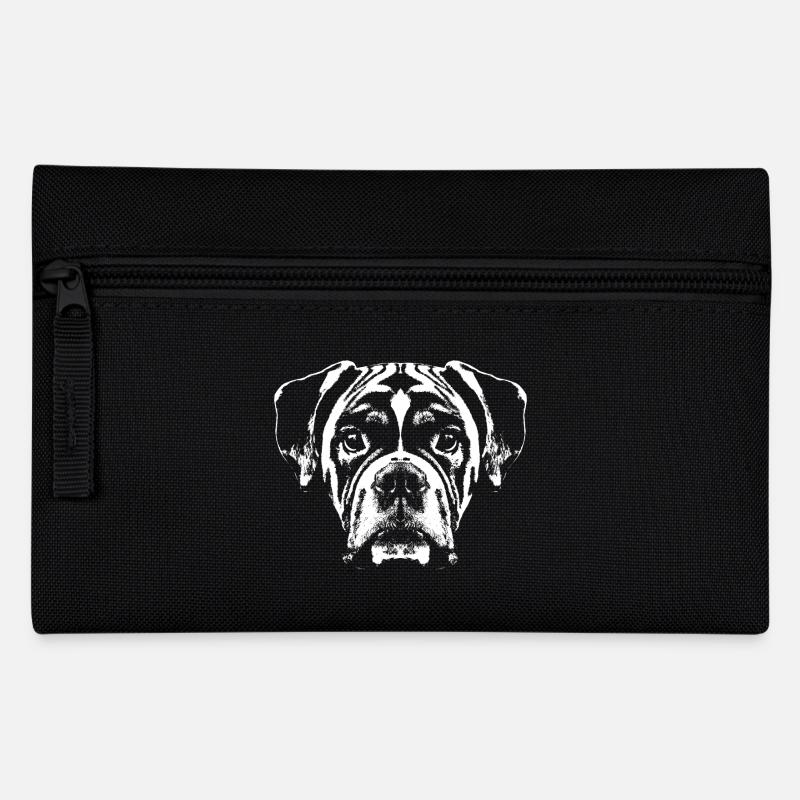 Boxer / Kopf / Hund / Grafik / weiß - Federtasche - Schwarz