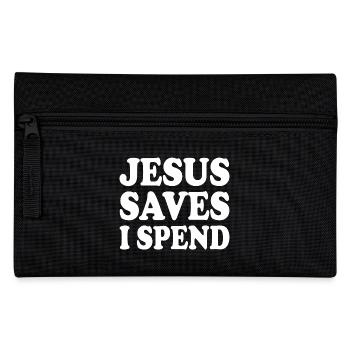 jesus saves i spend - Federtasche - Schwarz - Vorne
