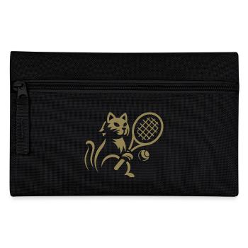 Minimalist silhouette cat tennis player - Pencil Case - black - Front