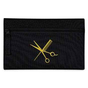 T-shirt de coiffeur élégant : ciseaux et peigne - Trousse - noir - Devant