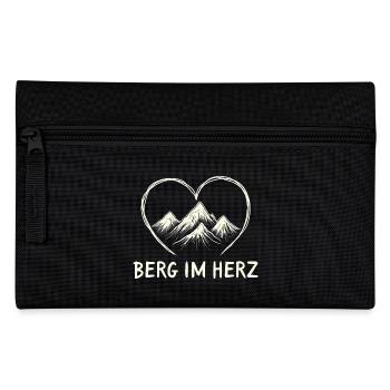 BERG IM HERZ - Bergsteiger Wandern Rauszeit Berge - Federtasche - Schwarz - Vorne