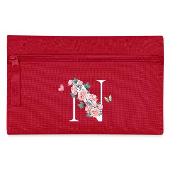 Lettre n fleurs rose - Trousse - rouge - Devant