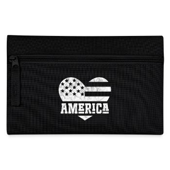 Amerika Flagge Herz Weiß - Federtasche - Schwarz - Vorne