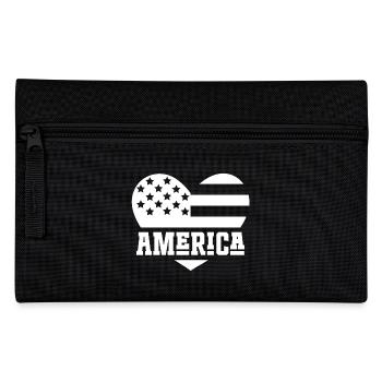 Amerika Flagge Herz Weiß - Federtasche - Schwarz - Vorne