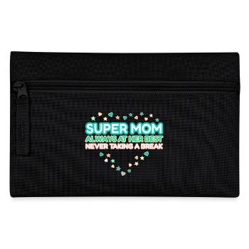 Super Mama, Geschenk Muttertag, Herz - Federtasche - Schwarz - Vorne