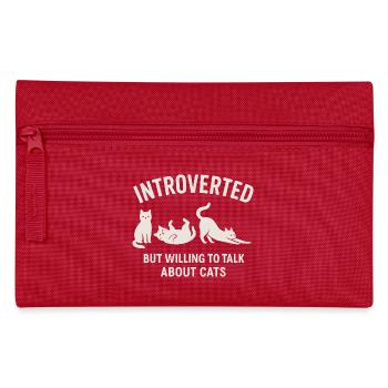 Cats Introvert Talk About Cats Shirt - Pencil Case - red - Front