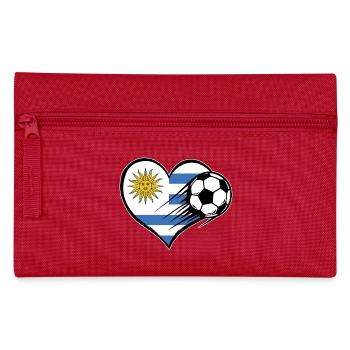 Uruguay Flagge Fußball mit Herz - Federtasche - Rot - Vorne