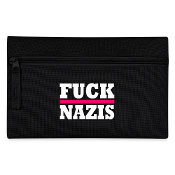 Fuck nazis - Federtasche - Schwarz - Vorne