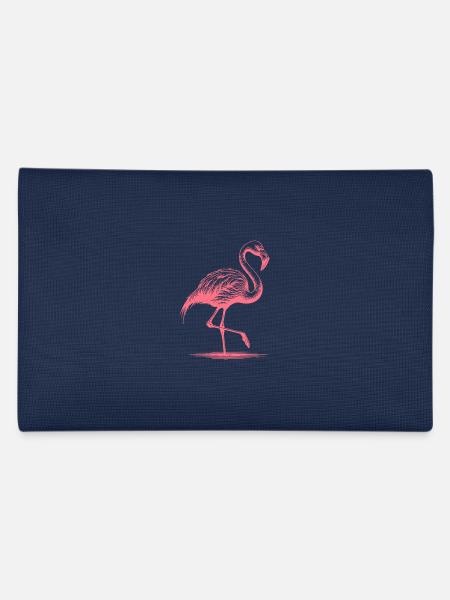 Pretty pink flamingo standing on one leg - Pencil Case - navy - Back