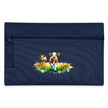 Verspieltes Kalb in der Sommerlandschaft - Federtasche - Navy - Vorne