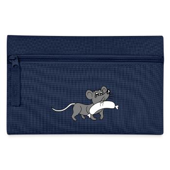 Mouse big sausage eating hunger sausage grilling - Pencil Case - navy - Front