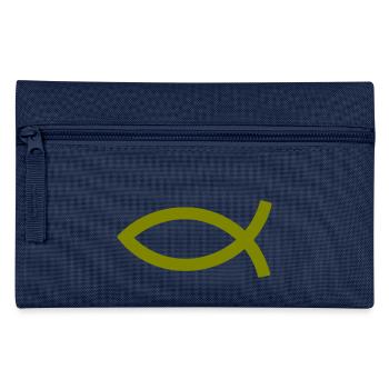 Jesusfisch Ichthys Fisch Fische - Federtasche - Navy - Vorne