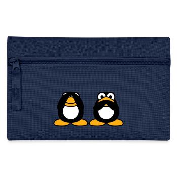 2 Penguins Talking Nothing See Mute Blind Friends - Pencil Case - navy - Front