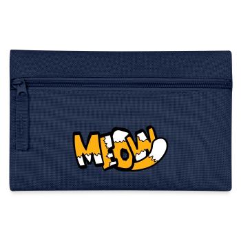 Meow Cat Comic Text Meow Funny Cartoon Quote - Pencil Case - navy - Front