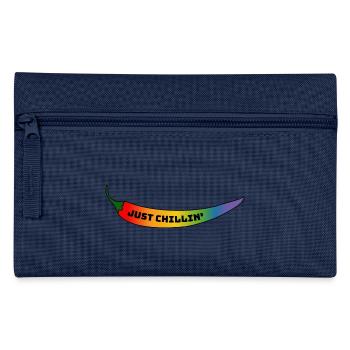 CSD Gay T Shirt Regenbogen Chili just chillin - Federtasche - Navy - Vorne