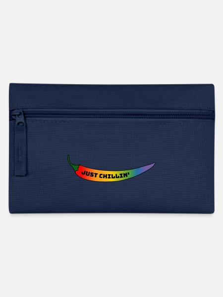 CSD Gay T Shirt Regenbogen Chili just chillin - Federtasche - Navy