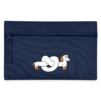 Hund Dackel Brezel Form Knoten Langer Körper Comic - Federtasche - Navy - Vorne