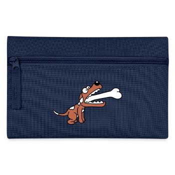 Dog Greedy Hungry Big Bone Swallowed - Pencil Case - navy - Front