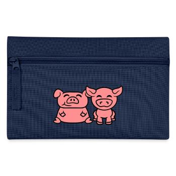 2 Kleine Süße Baby Ferkel Schweinchen - Federtasche - Navy - Vorne