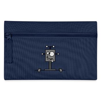 Funny Crazy Robot Behind Wall - Federtasche - Navy - Vorne