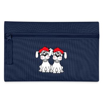 2 Dogs Nerd Horn-Rimmed Glasses Geek Braces Smart - Pencil Case - navy - Front