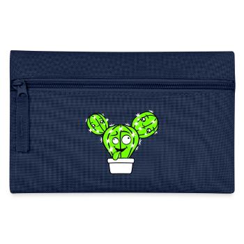Cactus Cacti Face Prickly Funny Grimace - Pencil Case - navy - Front