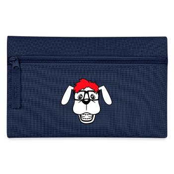 Hund Nerd Hornbrille Geek Zahnspange Schlau Lustig - Federtasche - Navy - Vorne