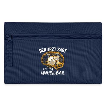 Schlagzeug Drummer -Der Arzt sagt es ist unheilba - Federtasche - Navy - Vorne