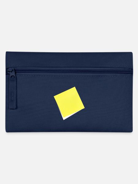 gelber Notizzettel , Klebezettel , sticky note - Federtasche - Navy