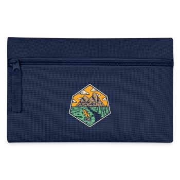 Camping Outdoor Geschenk Lagerfeuer Berge Wandern - Federtasche - Navy - Vorne